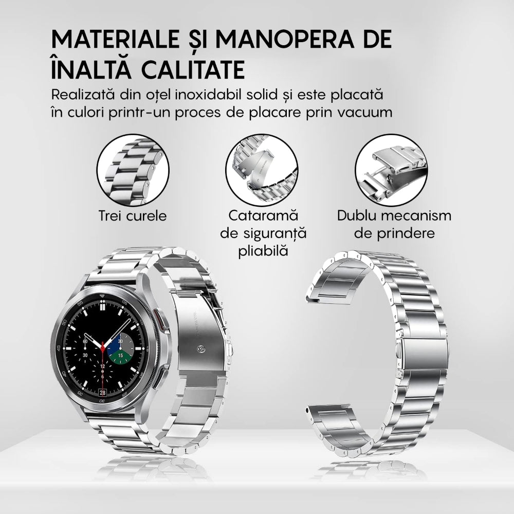 Curea Metallic Link - Honor Watch GS4/GS3/GS3i/4 pro/GS pro/Magicwatch2 46mm/Magicwatch1/watch Dream - 22mm - Silver