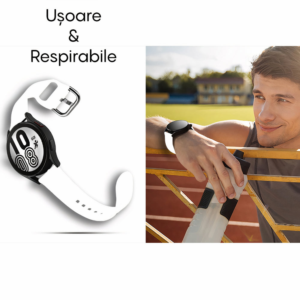 Curea Silicone Classic - Amazfit BIP5/GTR4/GTR3/GTR3 pro/GTR2e/GTR2/3 stratoS/GTR 47mm - 22mm - Alb