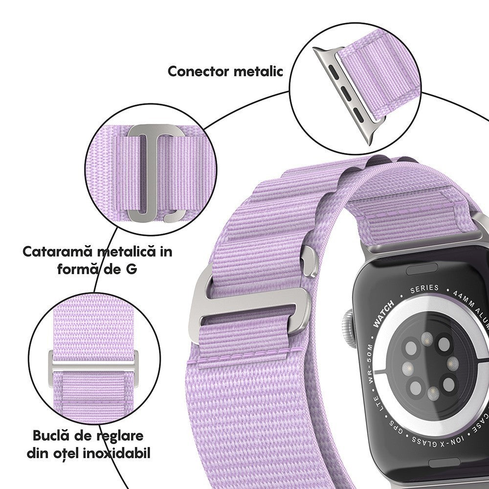 Curea Alpine Adventure - Apple Watch 1/2/3/4/5/6/7/8/9/SE - 38/40/41 MM - Mov Deschis