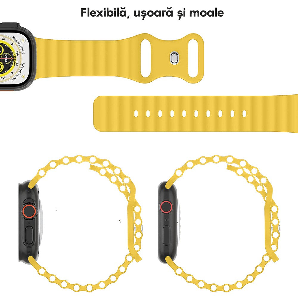 Curea Ocean Explorer - Apple Watch 1/2/3/4/5/6/7/8/9/SE/Ultra 1/Ultra 2 - 42/44/45/49 MM - Galben