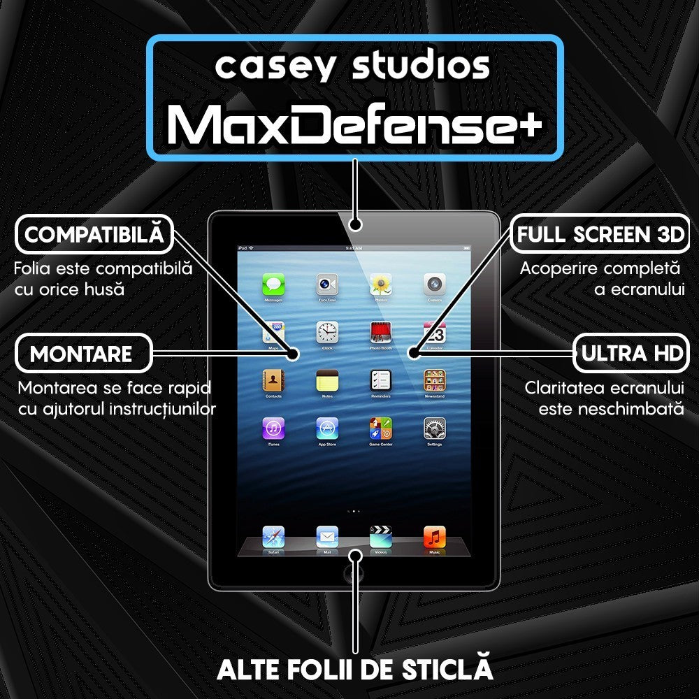 Folie Sticla MaxDefense+ - iPad 4/3/2 9.7" - Clear
