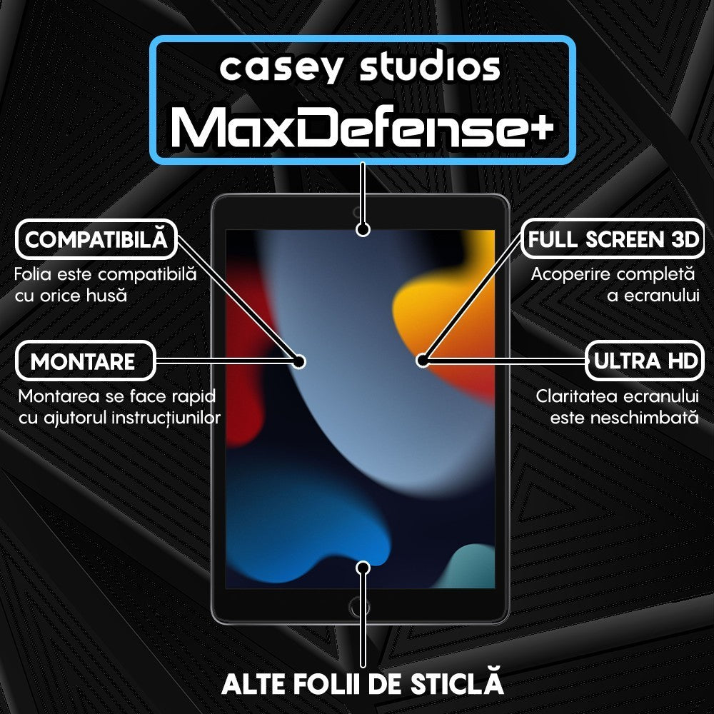 Folie Sticla MaxDefense+ - iPad 9/8/7 2020 10.2" - Clear