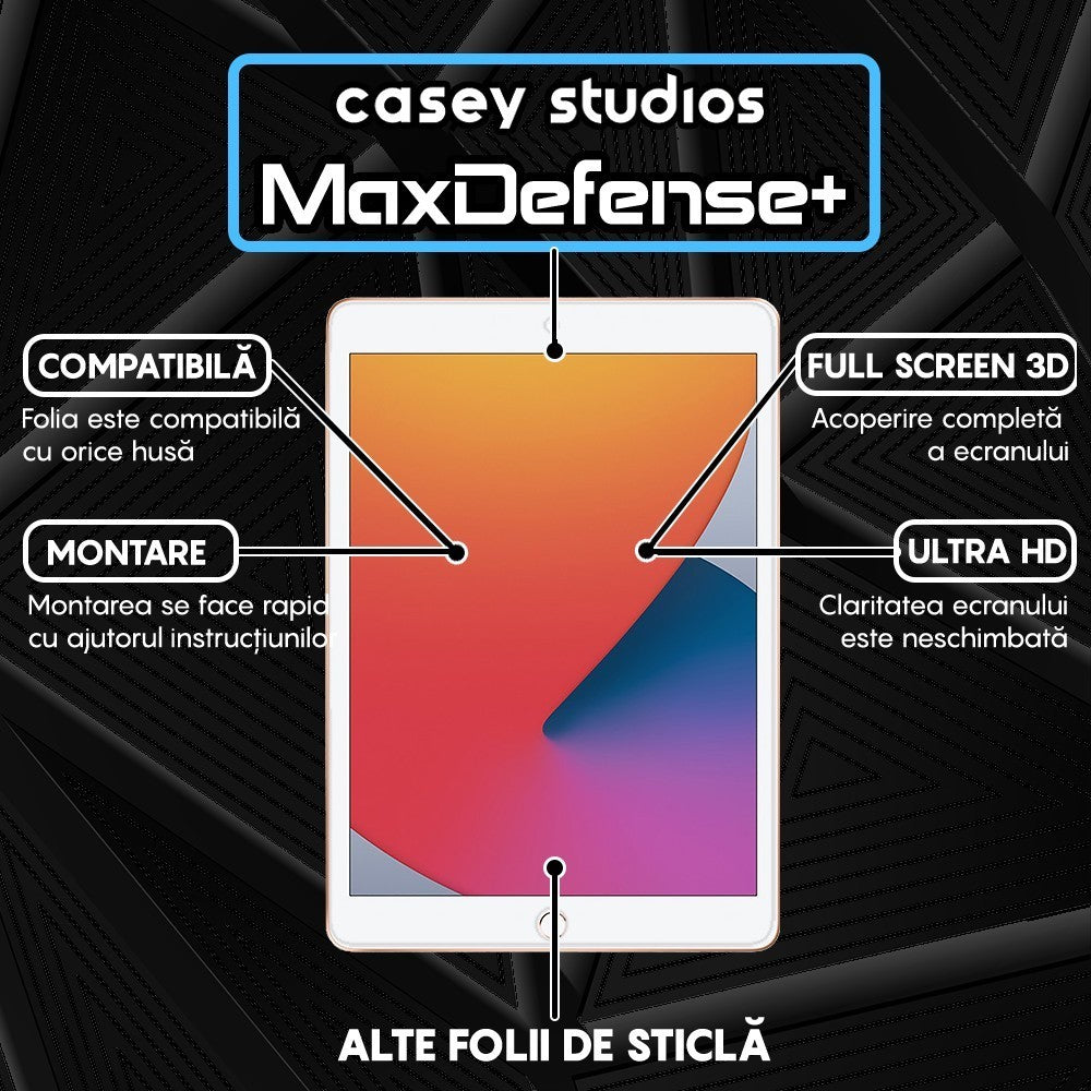 Folie Sticla MaxDefense+ - iPad Air 2/1/iPad 6/5 9.7" - Clear