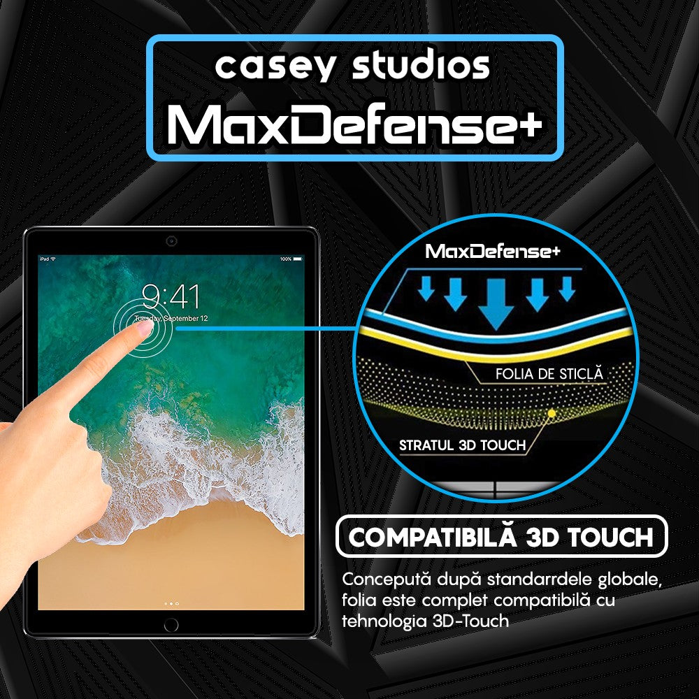 Folie Sticla MaxDefense+ - iPad Pro 12.9" 2017/2016/2015 - Clear