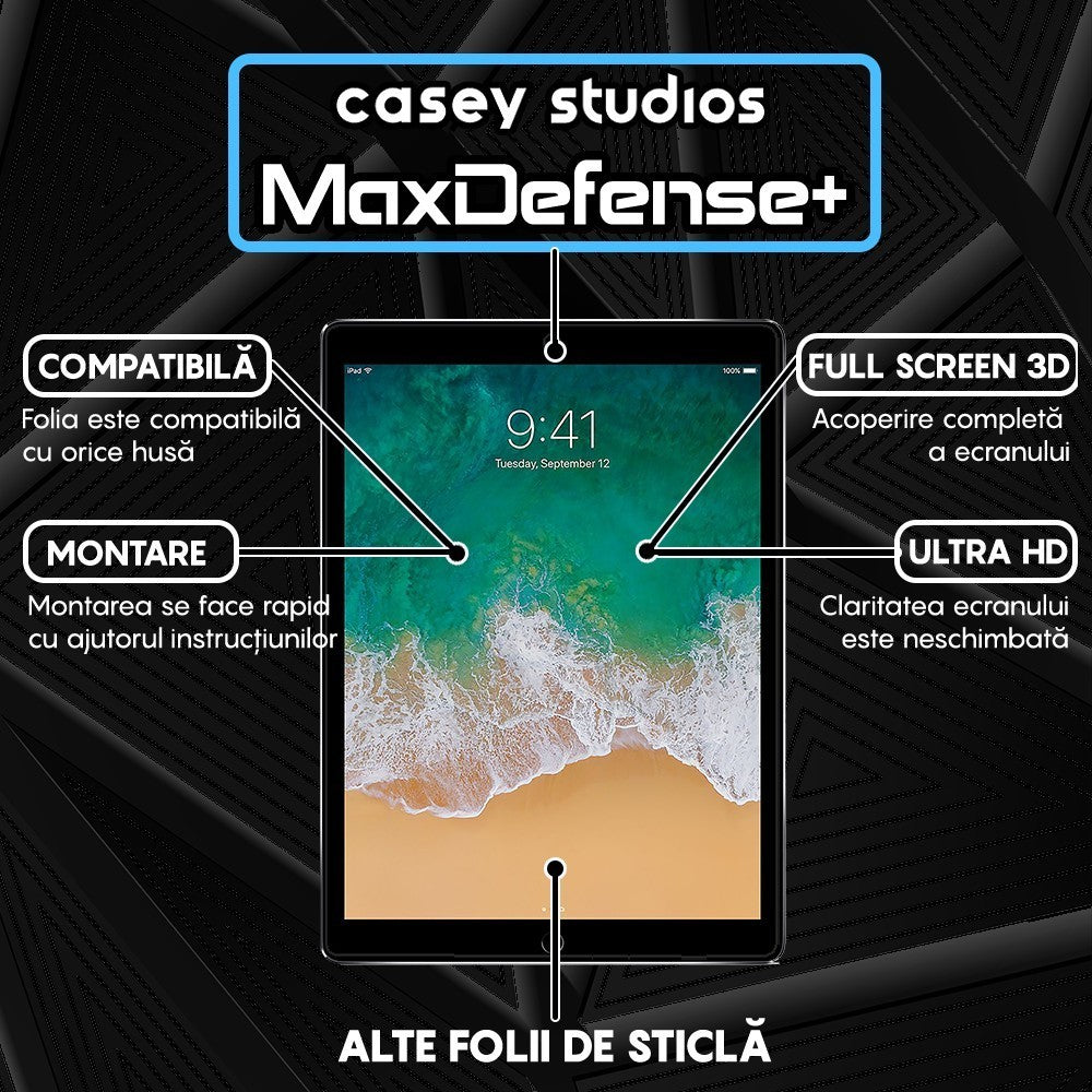 Folie Sticla MaxDefense+ - iPad Pro 12.9" 2017/2016/2015 - Clear