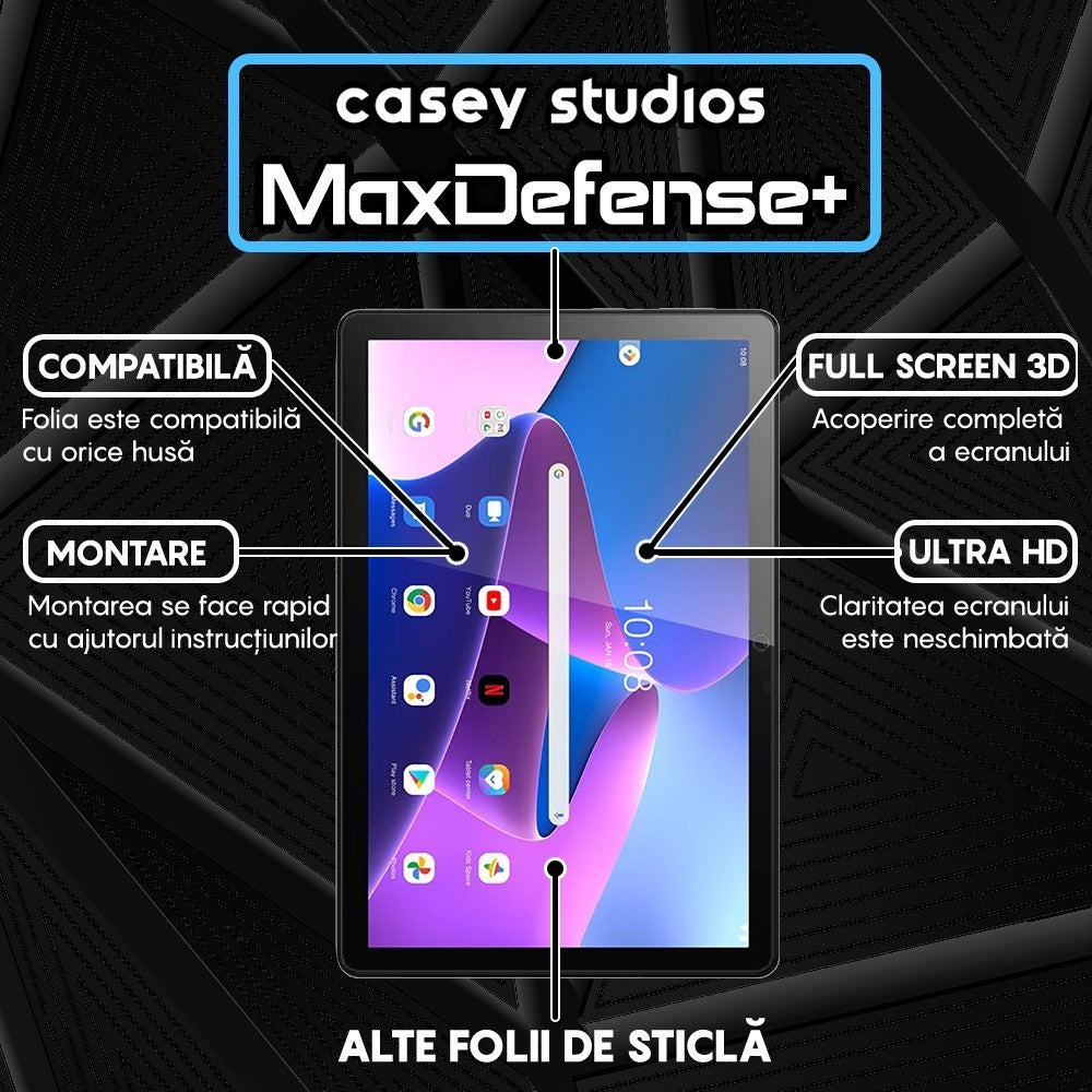 Folie Sticla MaxDefense+ - Lenovo Tab M10 10.1" (TB-X605L/TB-X505F) - Clear
