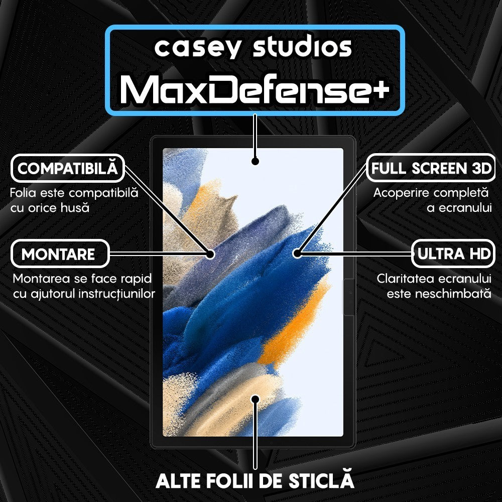 Folie Sticla MaxDefense+ - Samsung Galaxy Tab A8 2021 10.5" (X200/X205) - Clear