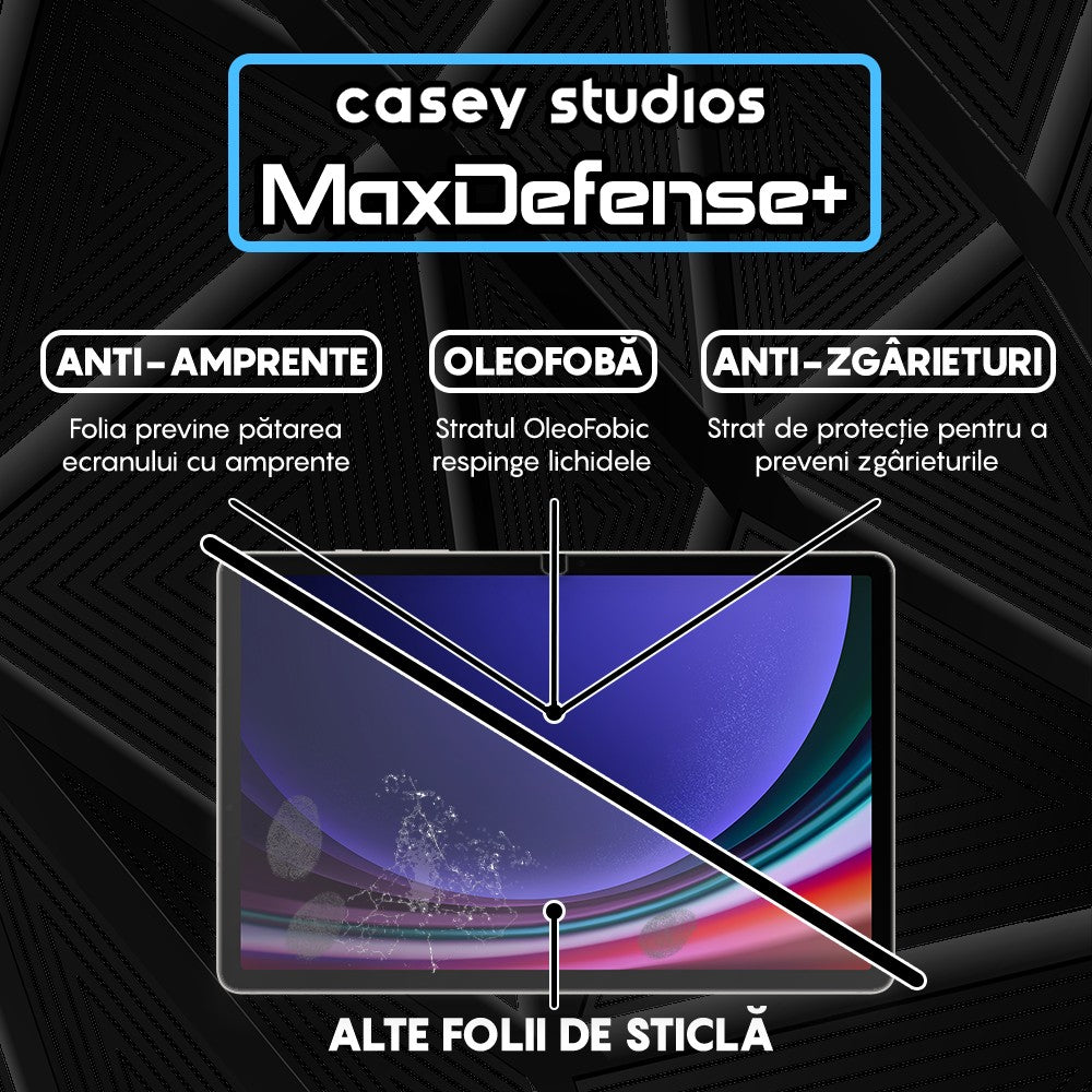 Folie Sticla MaxDefense+ - Samsung Galaxy Tab S9 FE 5G/S9/S8/S7 11" (T870/T875/T876B/X700/X706/X710/X716B) - Clear