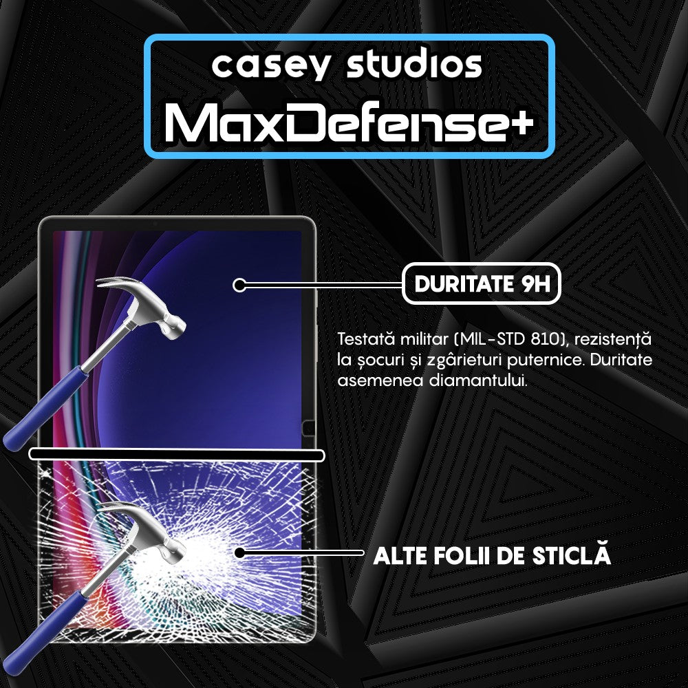Folie Sticla MaxDefense+ - Samsung Galaxy Tab S9 FE 5G/S9/S8/S7 11" (T870/T875/T876B/X700/X706/X710/X716B) - Clear