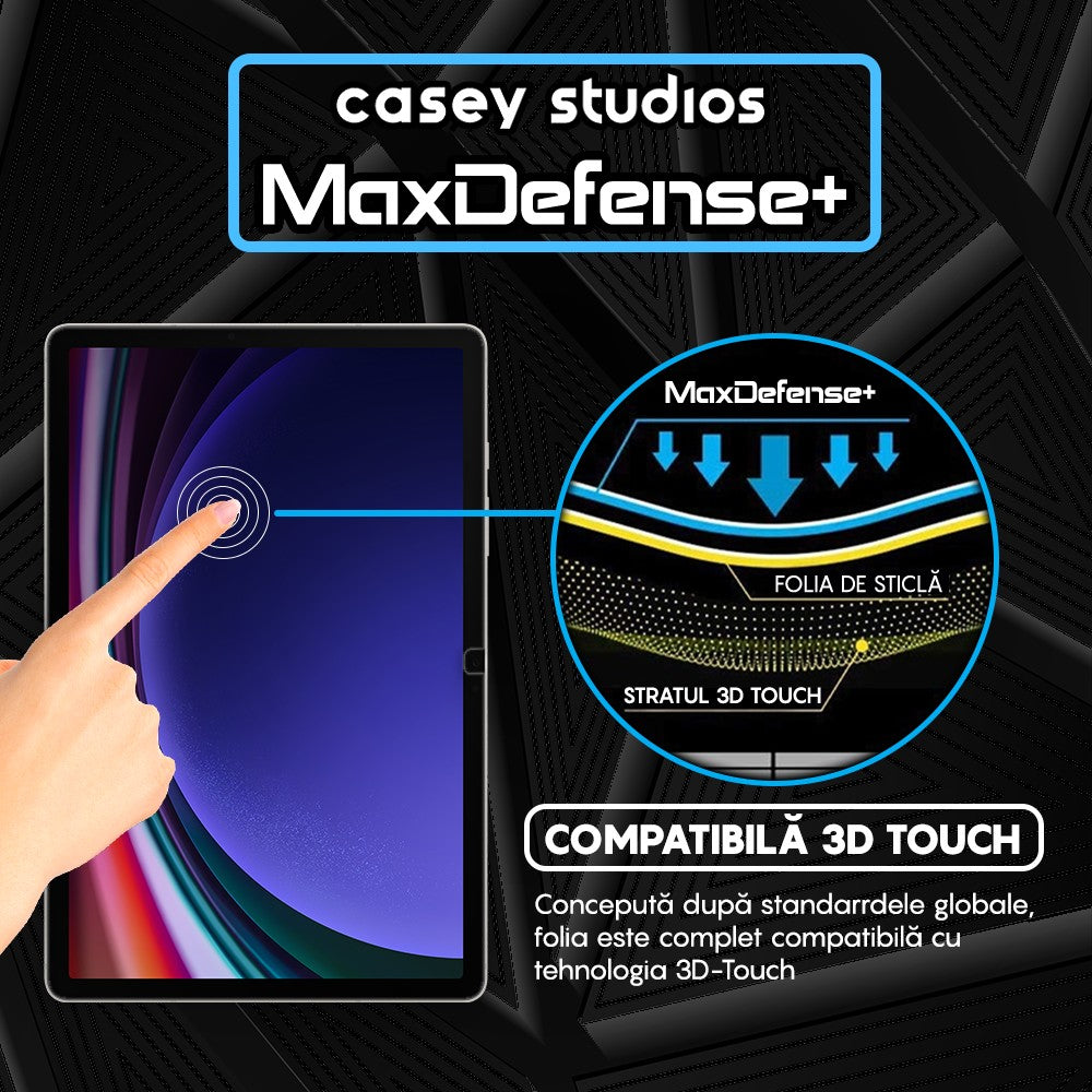 Folie Sticla MaxDefense+ - Samsung Galaxy Tab S9 FE 5G/S9/S8/S7 11" (T870/T875/T876B/X700/X706/X710/X716B) - Clear