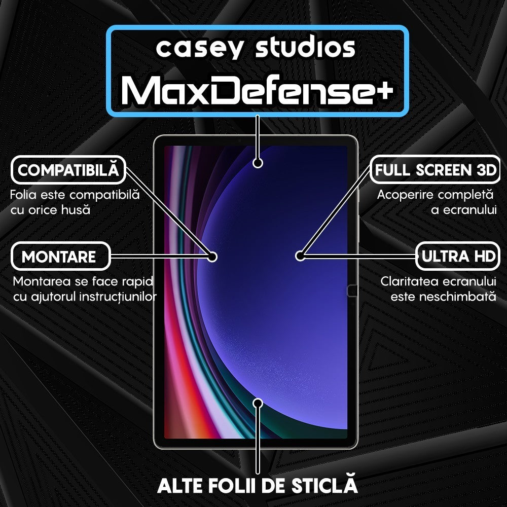 Folie Sticla MaxDefense+ - Samsung Galaxy Tab S9 FE 5G/S9/S8/S7 11" (T870/T875/T876B/X700/X706/X710/X716B) - Clear
