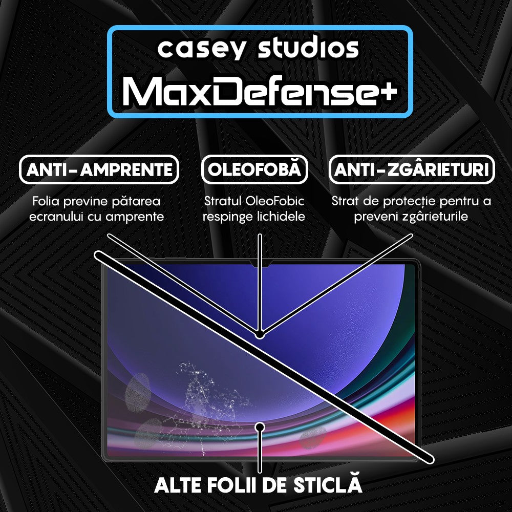 Folie Sticla MaxDefense+ - Samsung Galaxy Tab S9 Ultra/S8 Ultra 5G/S8 Ultra 14.6" (X900/X906/X910/X916B/X918U) - Clear