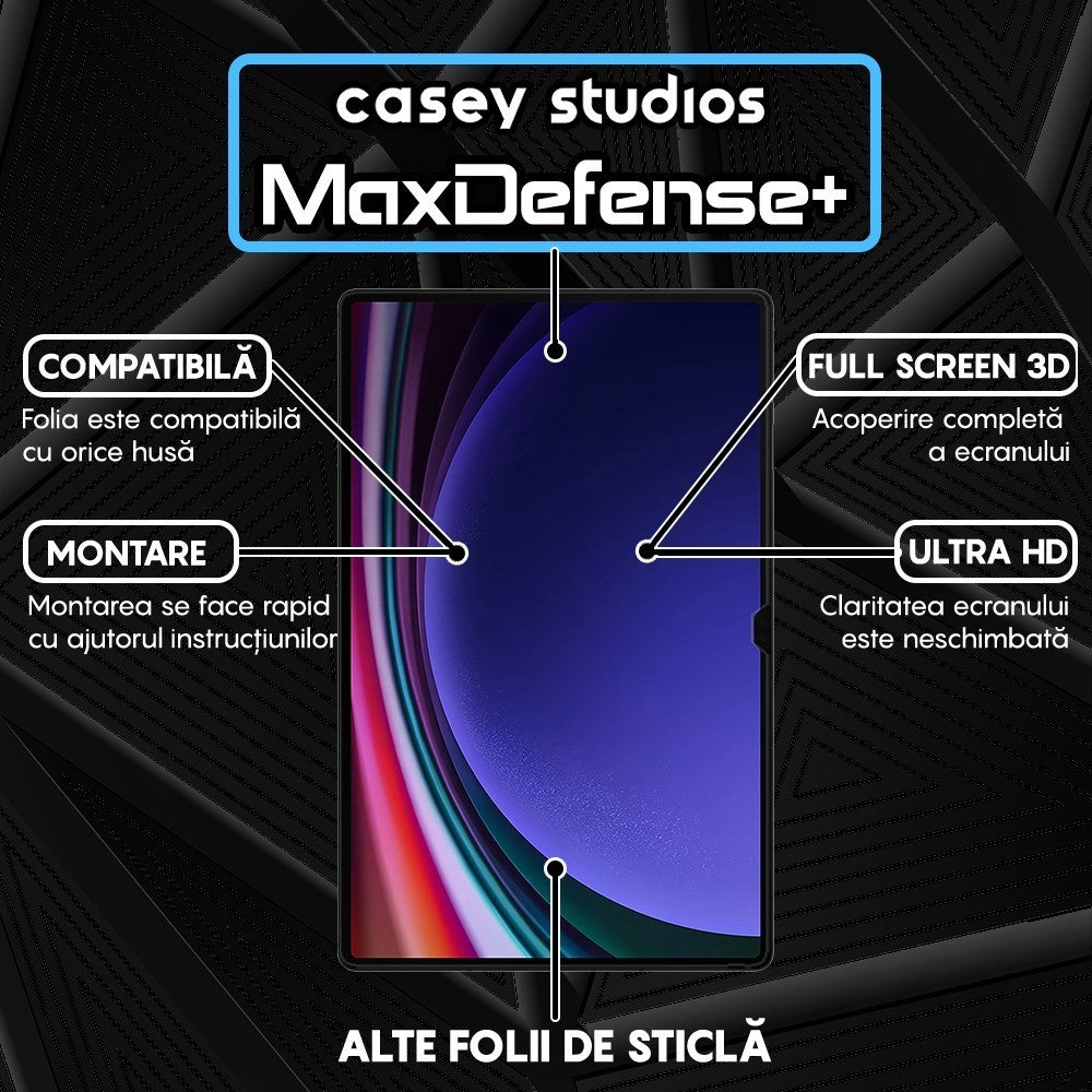 Folie Sticla MaxDefense+ - Samsung Galaxy Tab S9 Ultra/S8 Ultra 5G/S8 Ultra 14.6" (X900/X906/X910/X916B/X918U) - Clear