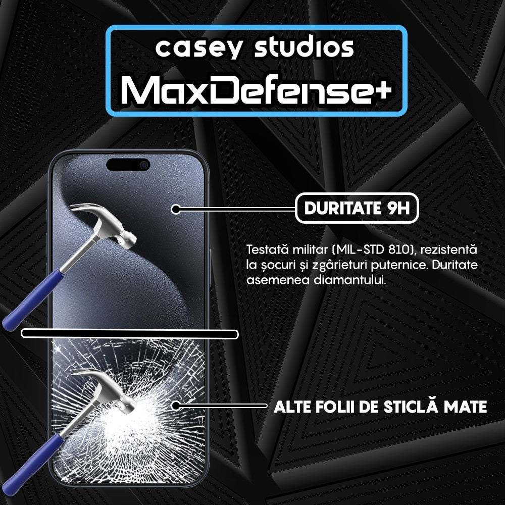 Folie Sticla MaxDefense+ - iPhone 15 Pro - Matte