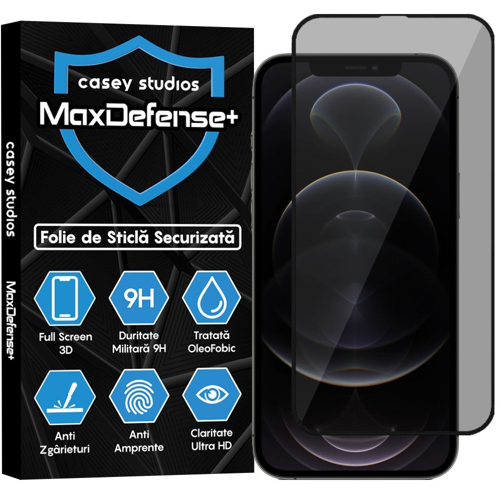 Folie Sticla MaxDefense+ - iPhone 12/12 Pro - Privacy