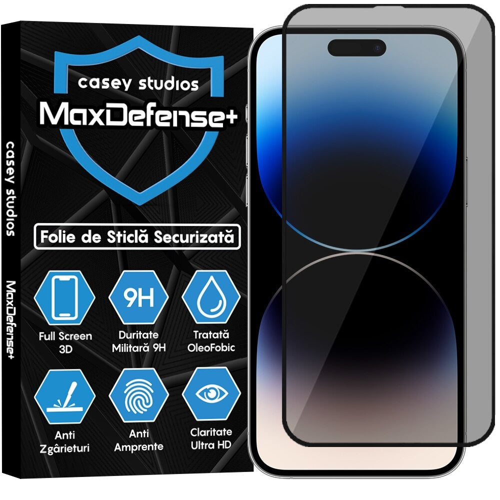 Folie Sticla MaxDefense+ - iPhone 14 Pro Max - Privacy
