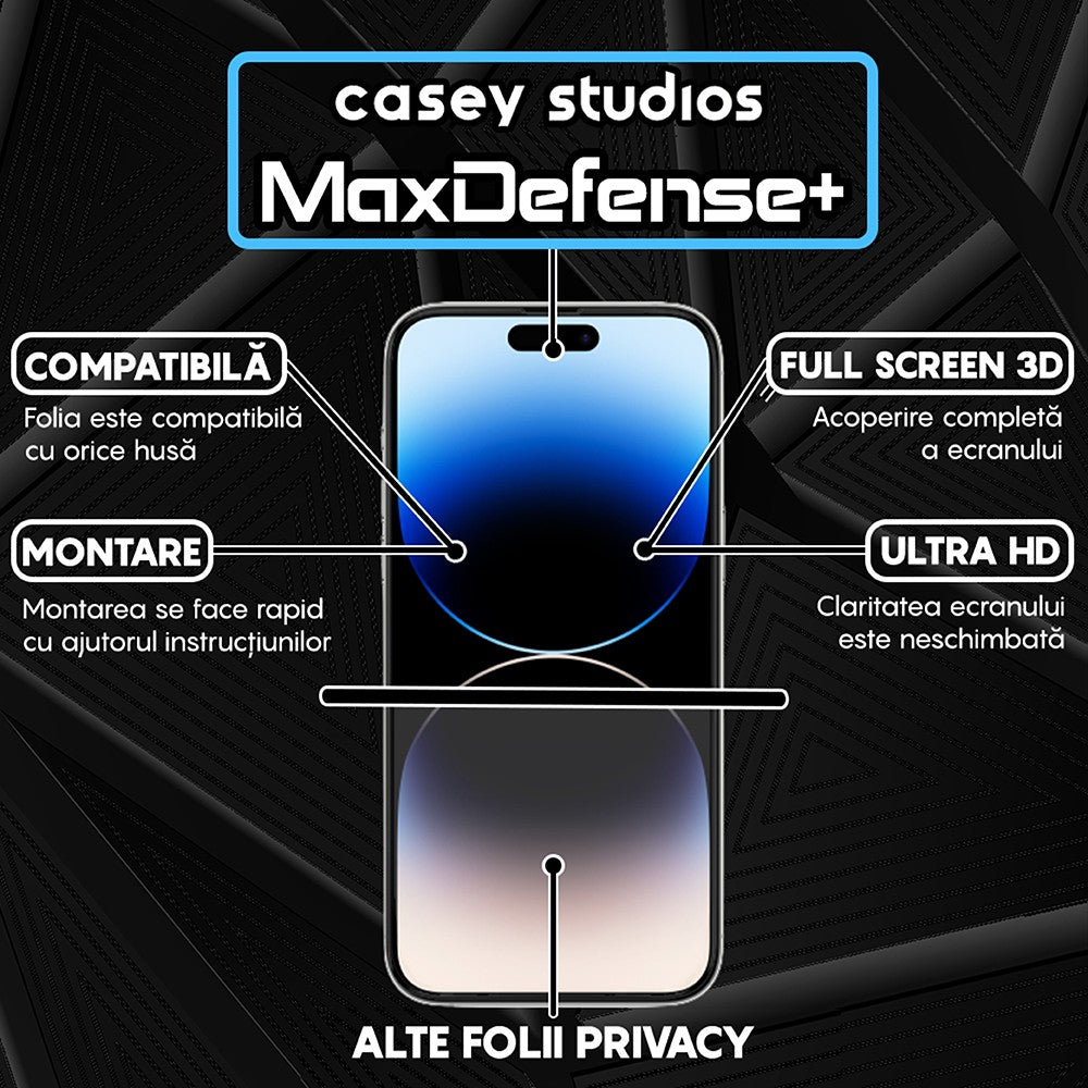 Folie Sticla MaxDefense+ - iPhone 14 Pro Max - Privacy