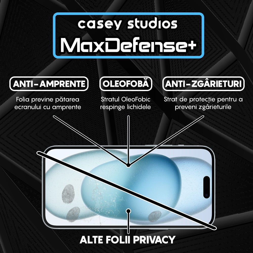 Folie Sticla MaxDefense+ - iPhone 15 Plus - Privacy