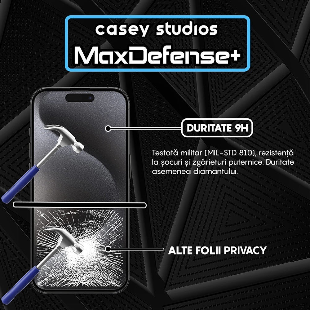 Folie Sticla MaxDefense+ - iPhone 15 Pro Max - Privacy