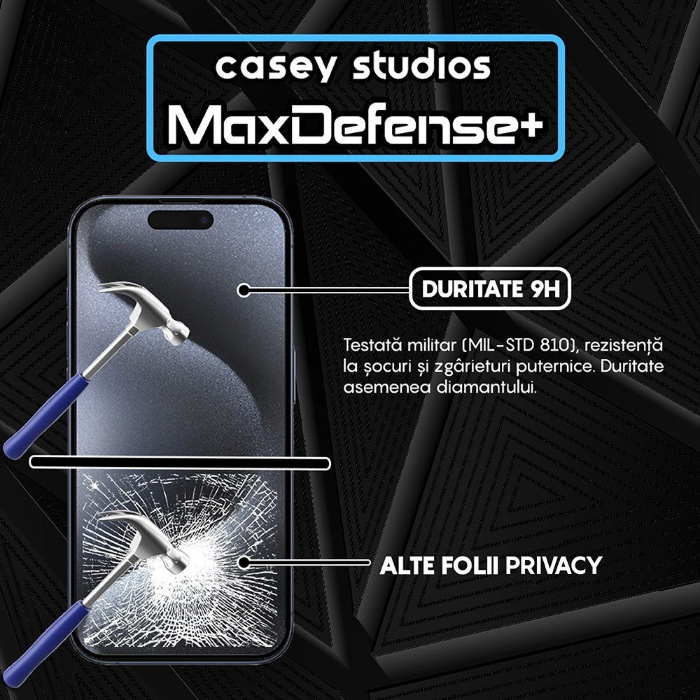 Folie Sticla MaxDefense+ - iPhone 15 Pro - Privacy