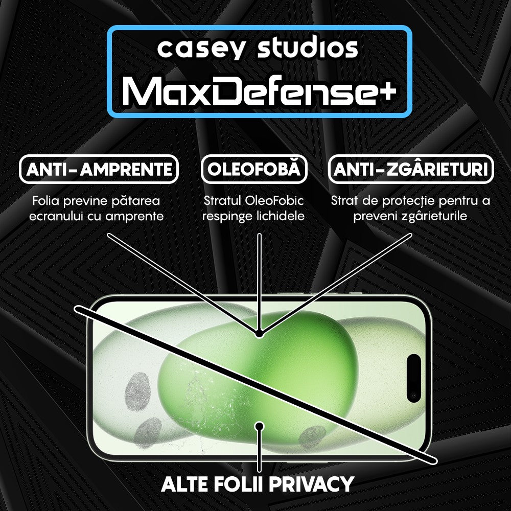 Folie Sticla MaxDefense+ - iPhone 15 - Privacy