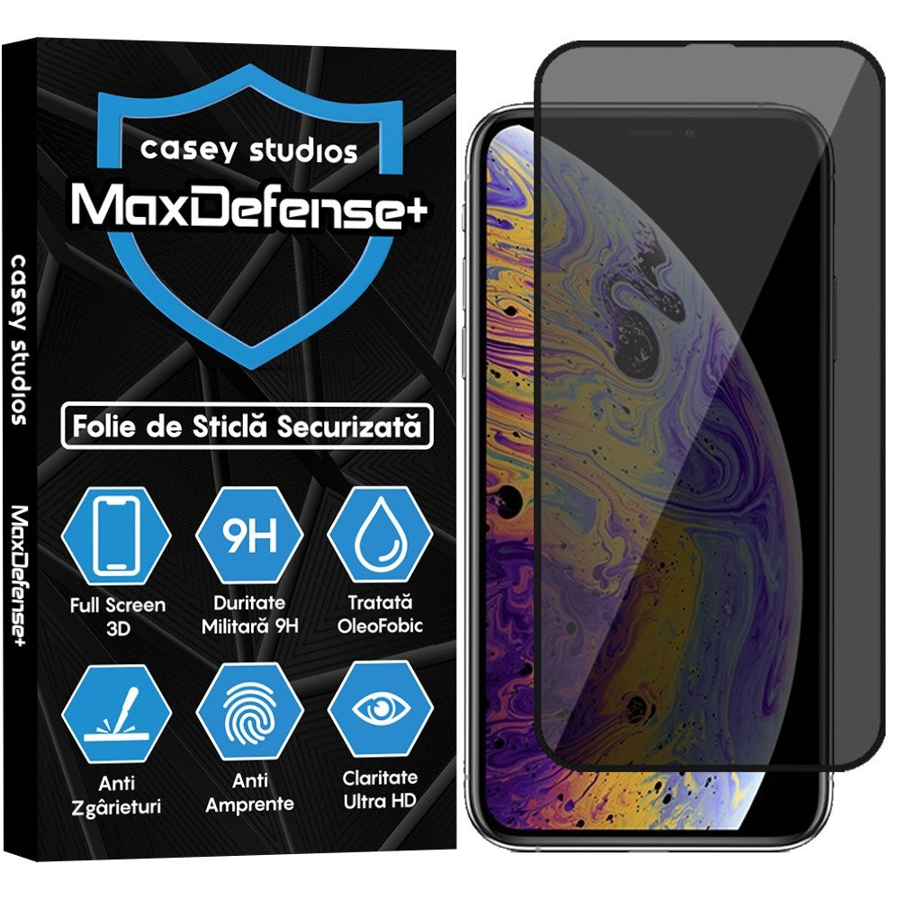Folie Sticla MaxDefense+ - iPhone X/XS - Privacy