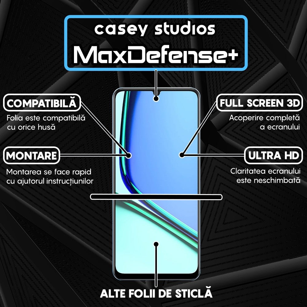 Folie Sticla MaxDefense+ - Realme Narzo N61 - Negru
