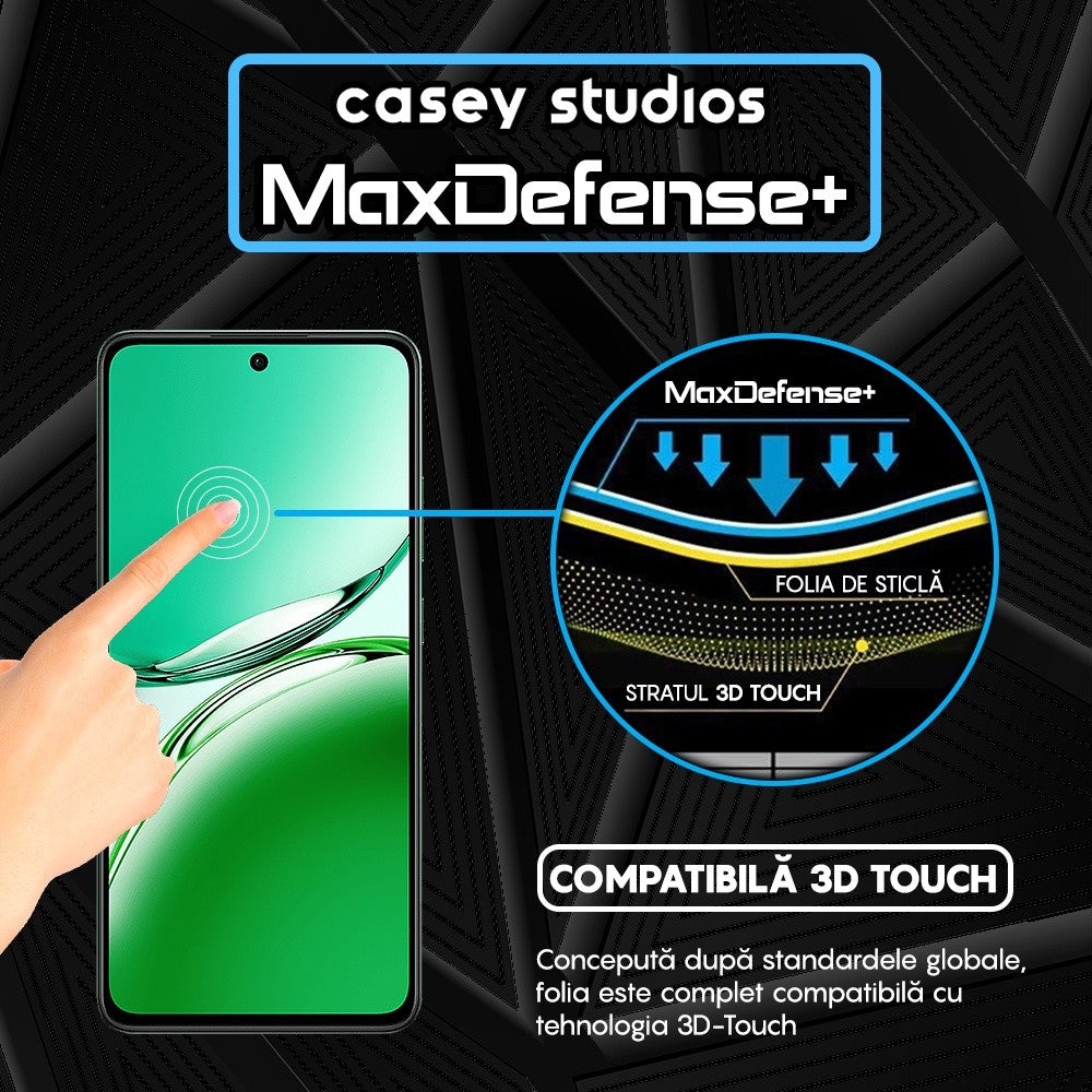 Folie Sticla MaxDefense+ - Oppo Reno 12 F 4G - Negru