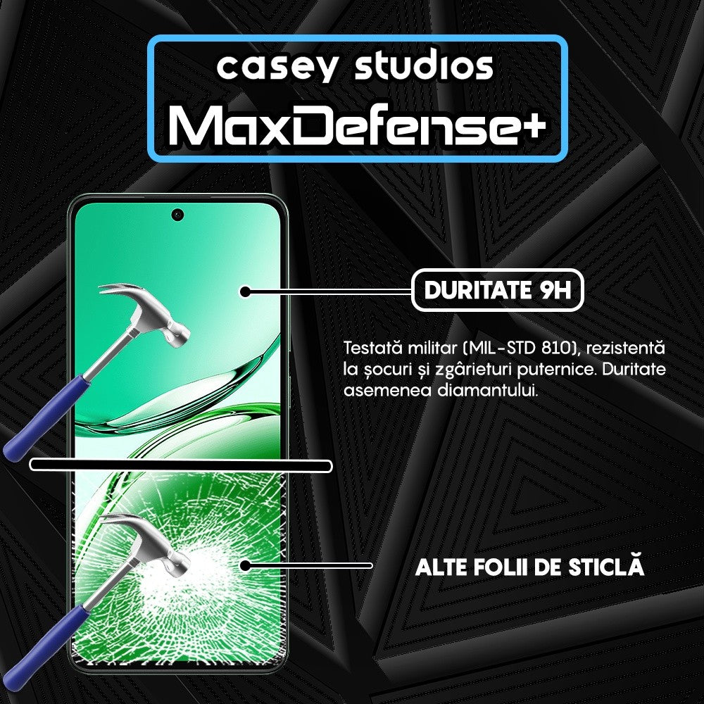 Folie Sticla MaxDefense+ - Oppo Reno 12 F 4G - Negru