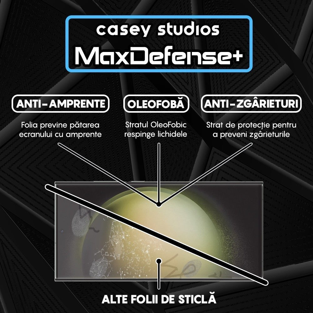 Folie Sticla MaxDefense+ - Samsung Galaxy S23 Ultra - Negru