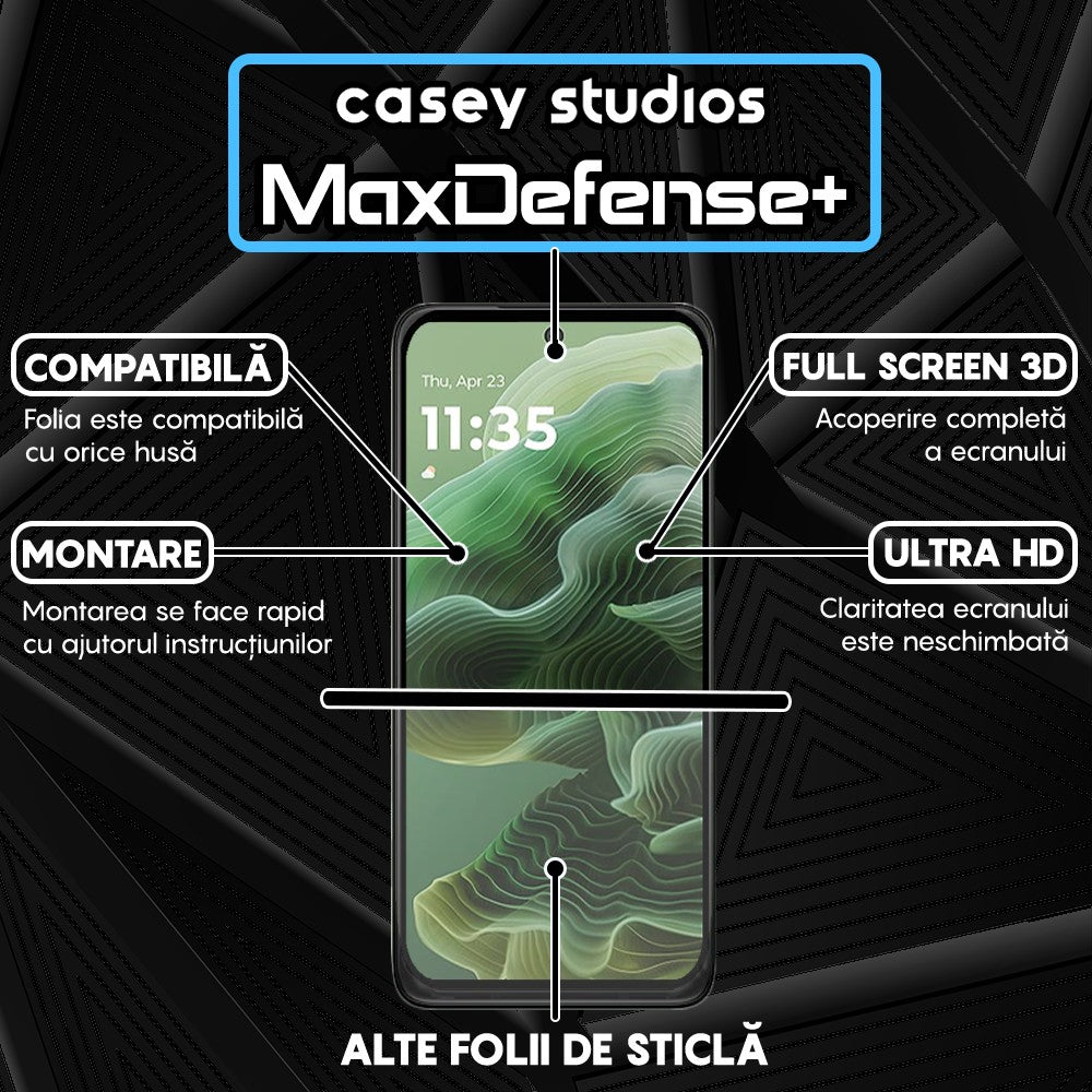Folie Sticla MaxDefense+ - Motorola Moto G35 - Negru