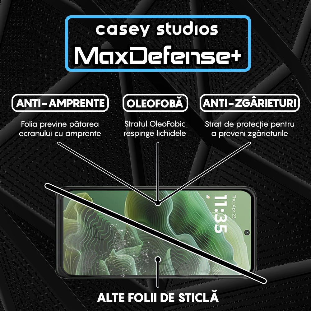 Folie Sticla MaxDefense+ - Motorola Moto G35 - Negru