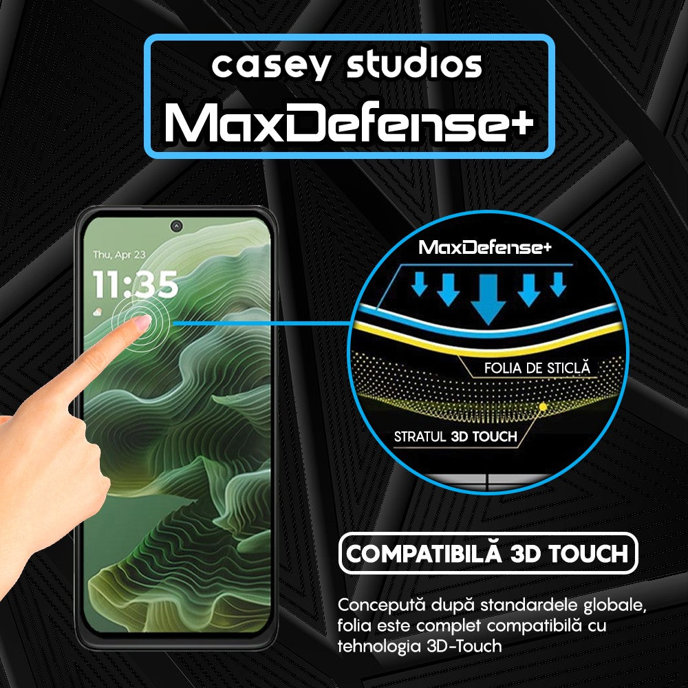 Folie Sticla MaxDefense+ - Motorola Moto G35 - Negru