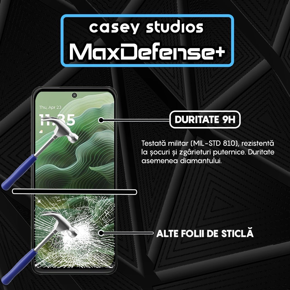Folie Sticla MaxDefense+ - Motorola Moto G35 - Negru