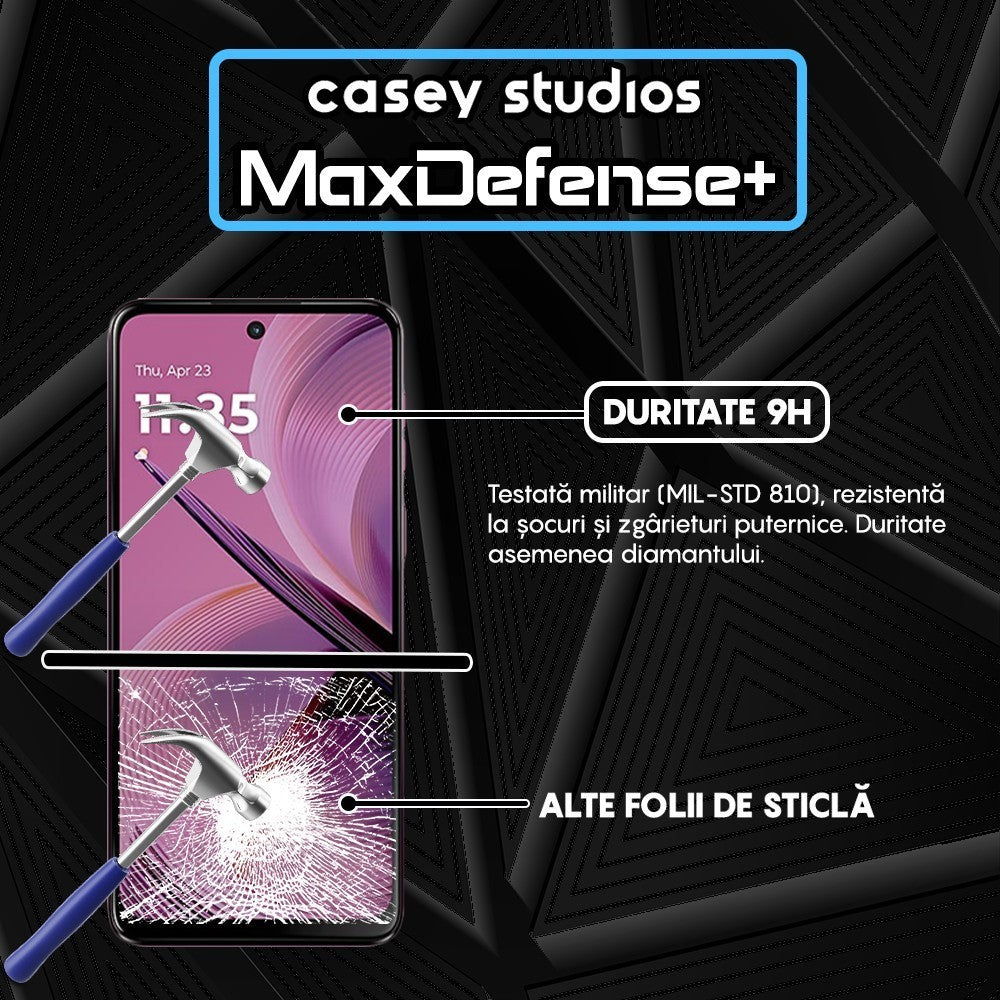 Folie Sticla MaxDefense+ - Motorola Moto G55 - Negru
