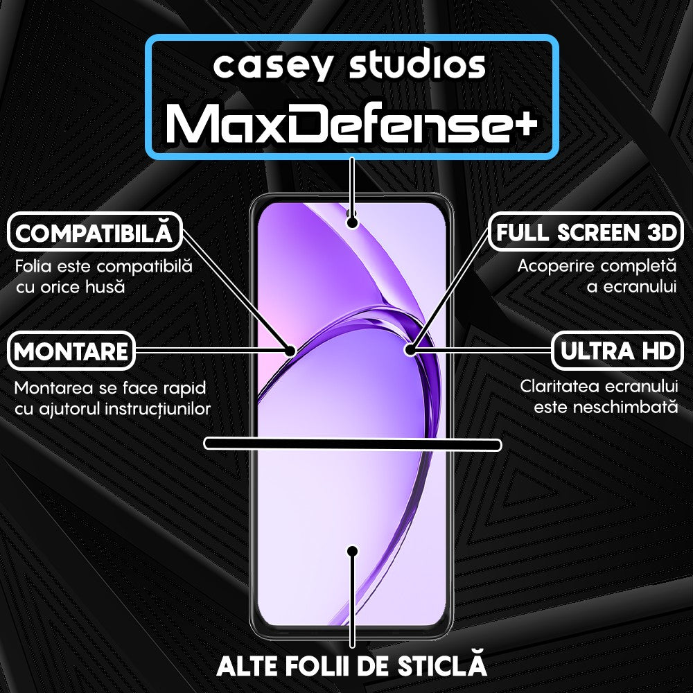 Folie Sticla MaxDefense+ - Oppo A80 - Negru