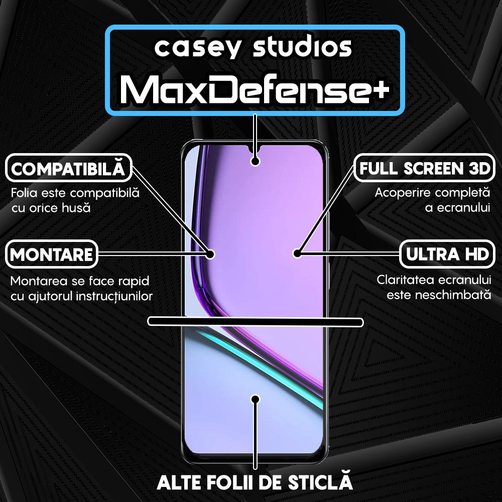 Folie Sticla MaxDefense+ - Realme Note 60 - Negru