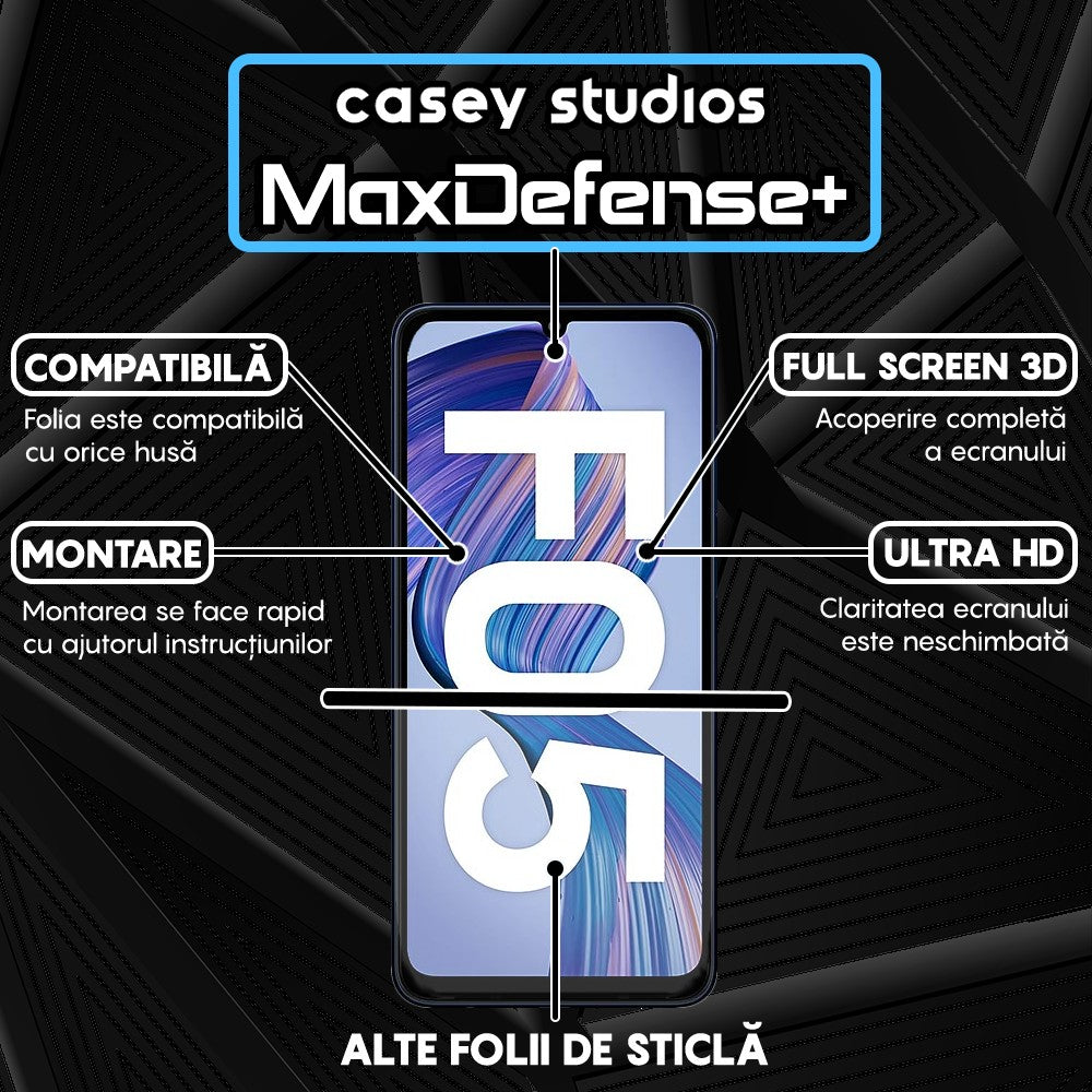 Folie Sticla MaxDefense+ - Samsung Galaxy F05 - Negru