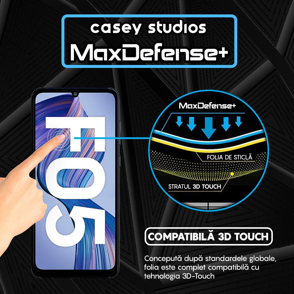 Folie Sticla MaxDefense+ - Samsung Galaxy F05 - Negru