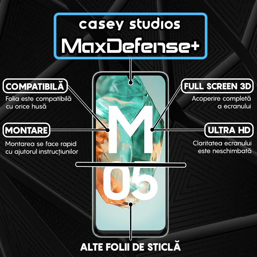 Folie Sticla MaxDefense+ - Samsung Galaxy M05 - Negru