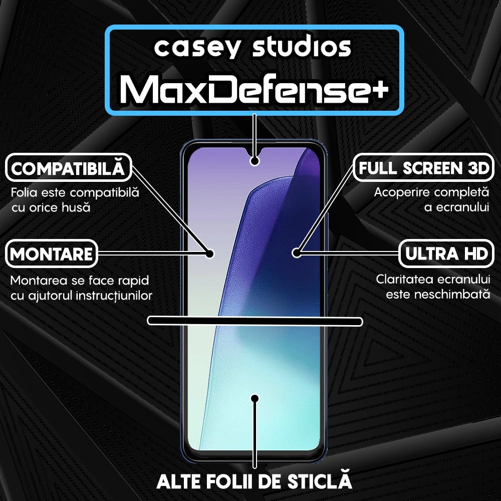 Folie Sticla MaxDefense+ - Xiaomi Redmi 14C - Negru