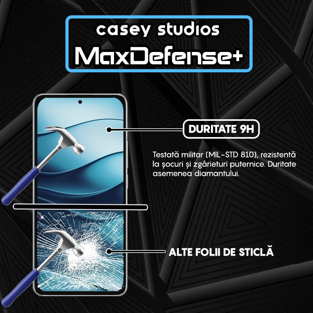 Folie Sticla MaxDefense+ - Xiaomi Redmi Note 14 - Negru