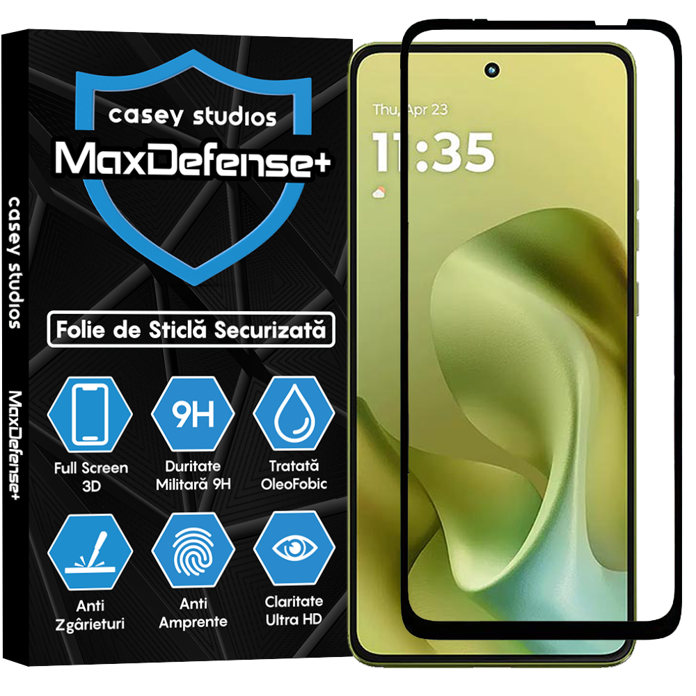 Folie Sticla MaxDefense+ - Motorola Moto G86 5G - Negru