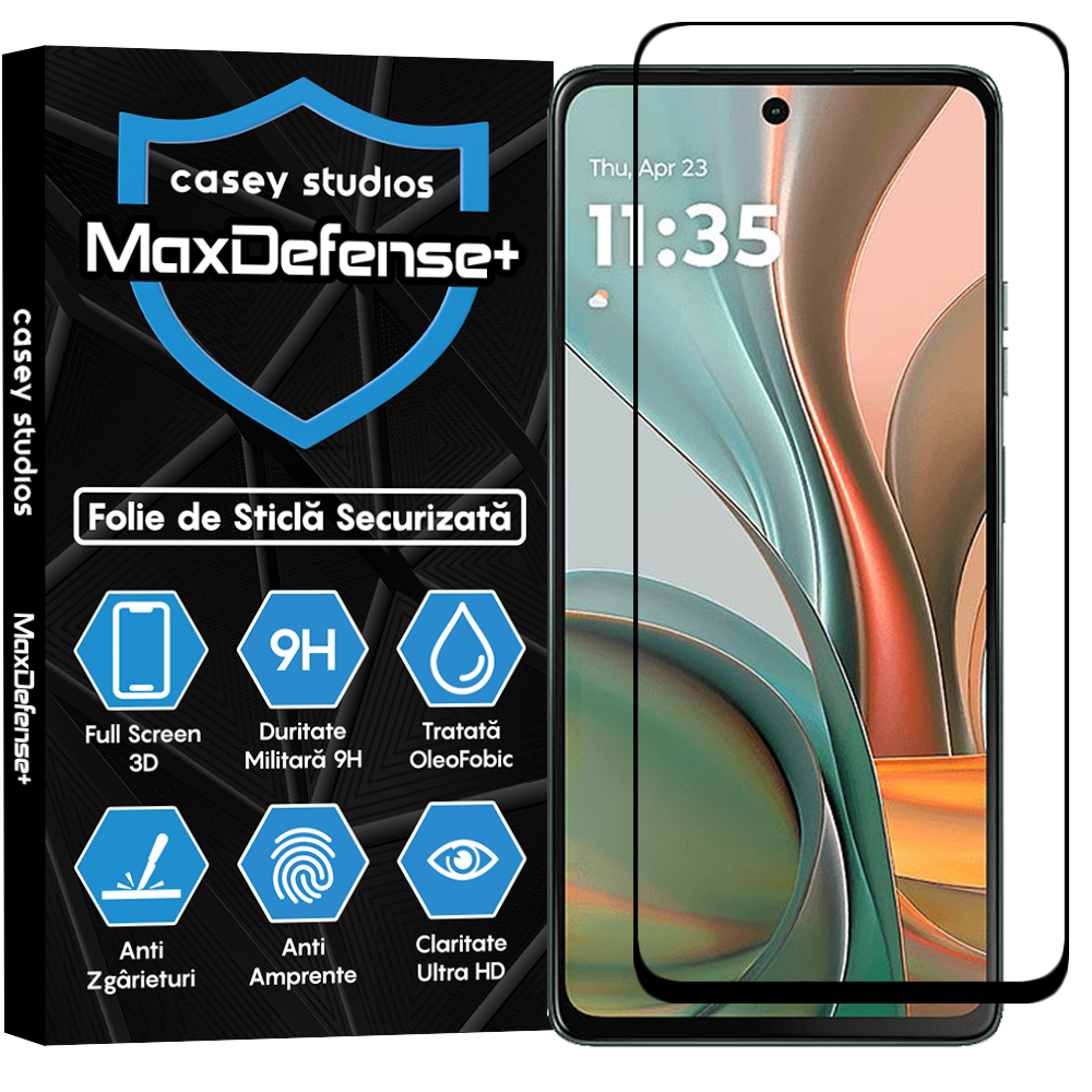Folie Sticla MaxDefense+ - Motorola Moto G75 5G - Negru