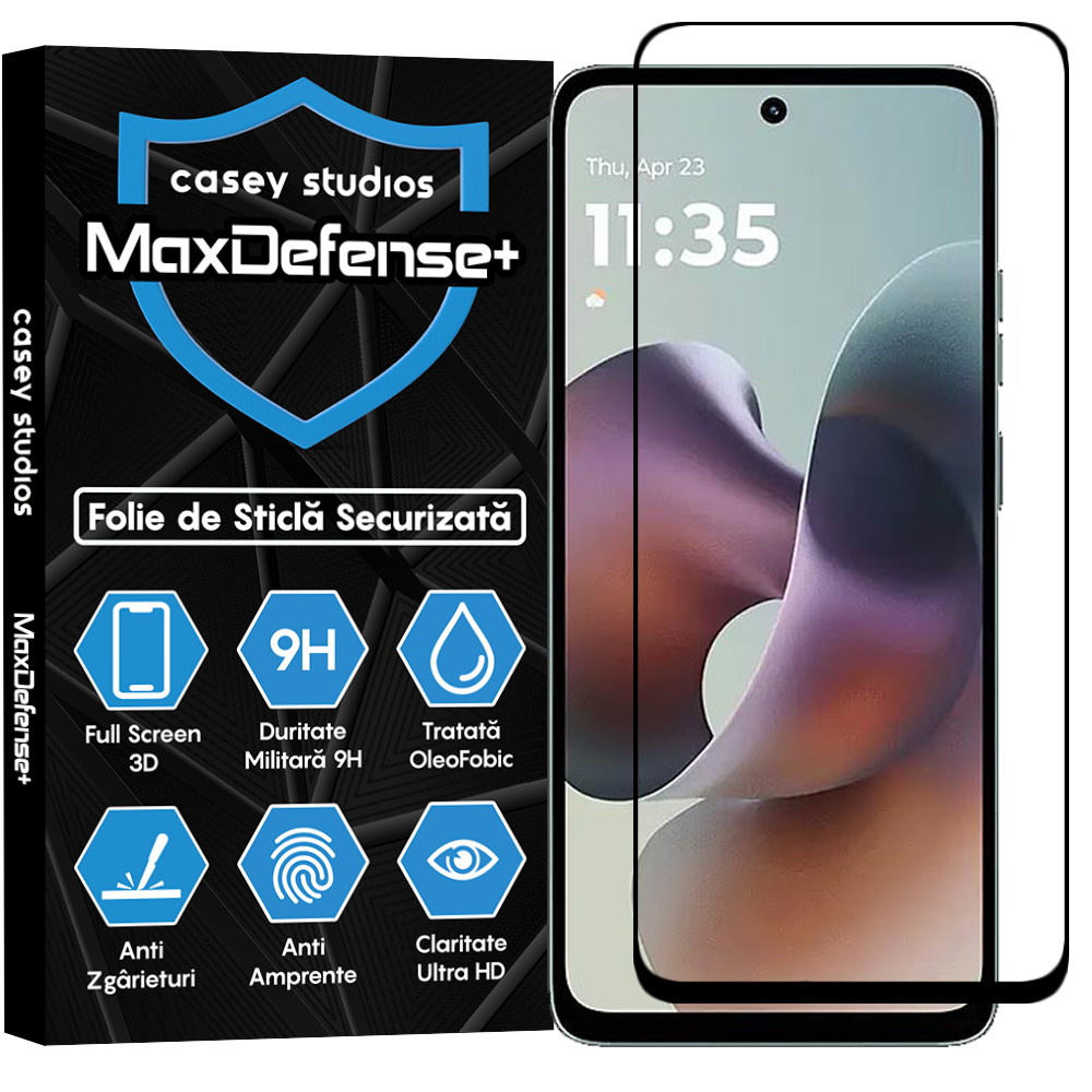 Folie Sticla MaxDefense+ - Motorola Moto G56 5G - Negru