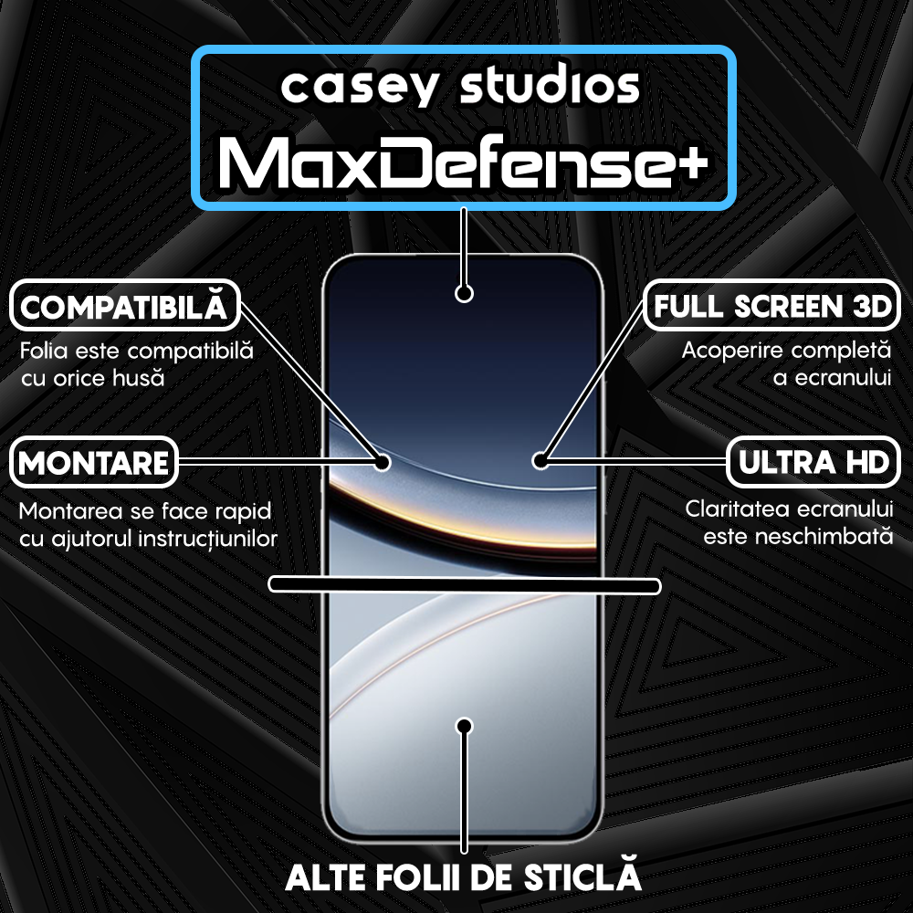 Folie Sticla MaxDefense+ - Xiaomi Poco F7 - Negru