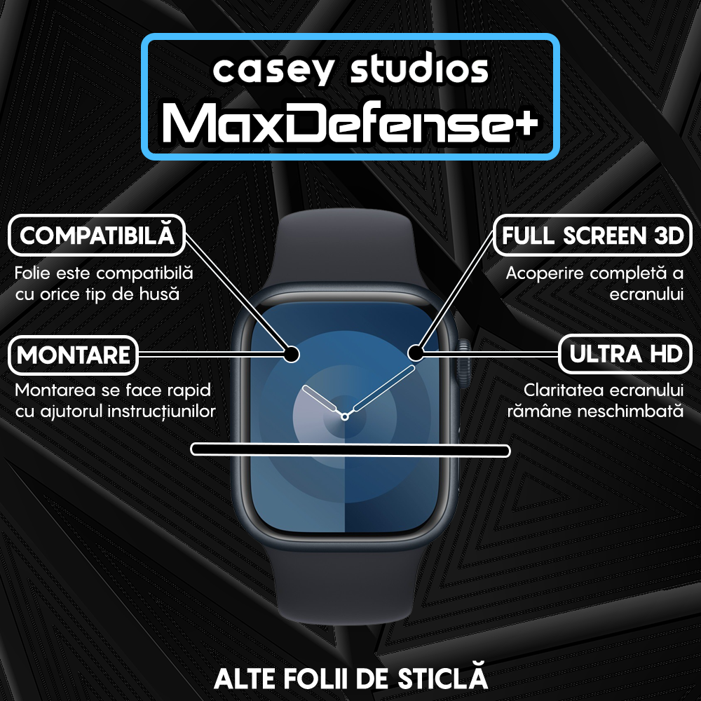 Folie Regenerabila MaxDefense+ - Apple Watch 7/8/9 - 45MM - Negru
