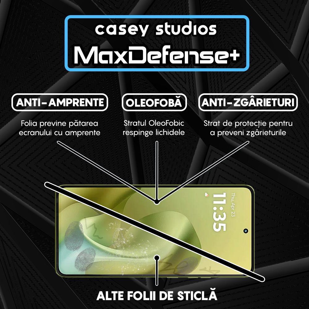 Folie Sticla MaxDefense+ - Motorola Moto G86 5G - Negru