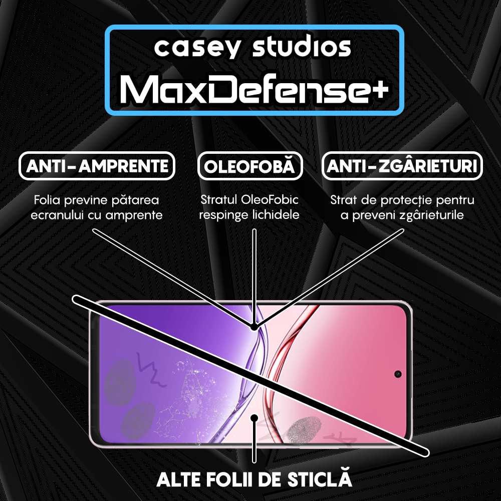 Folie Sticla MaxDefense+ - Oppo A5 Pro 5G - Negru