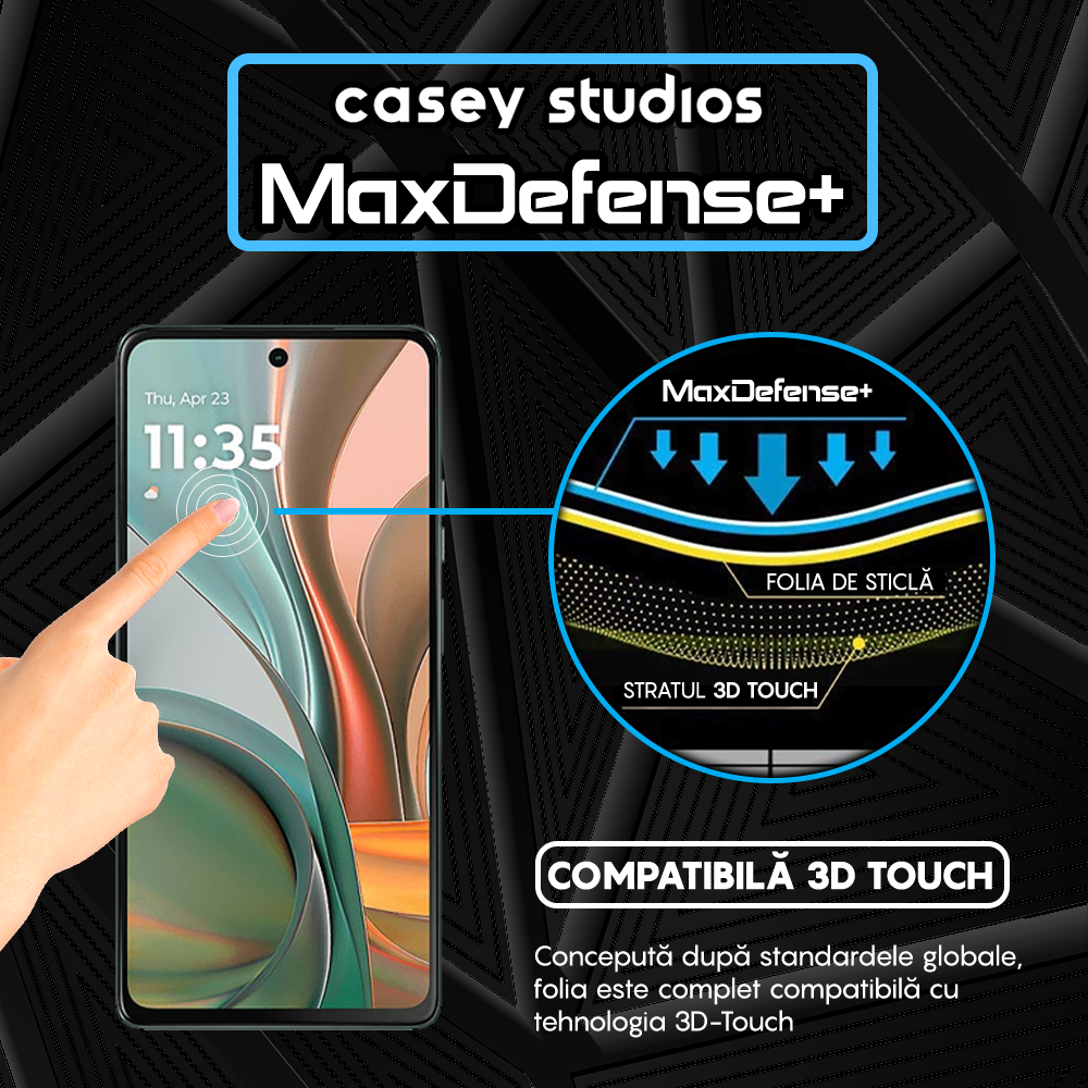Folie Sticla MaxDefense+ - Motorola Moto G75 5G - Negru
